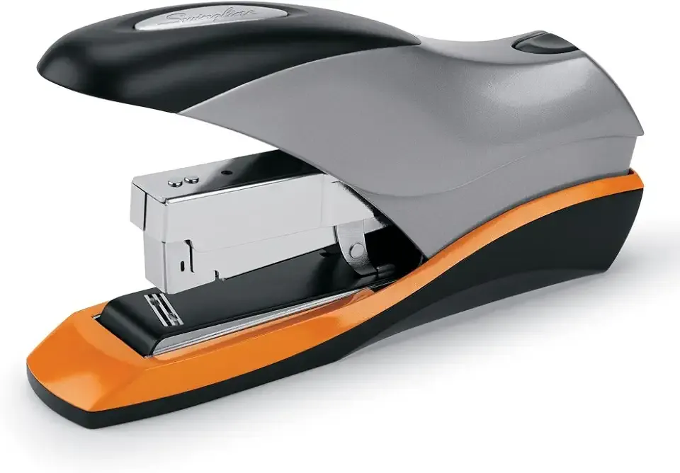 Swingline Stapler, Full Strip, 70 Sheet Capacity, Optima 70, Jam Free, Reduced Effort, Soft Grip, Metal, Silver, Black and Orange (87870)