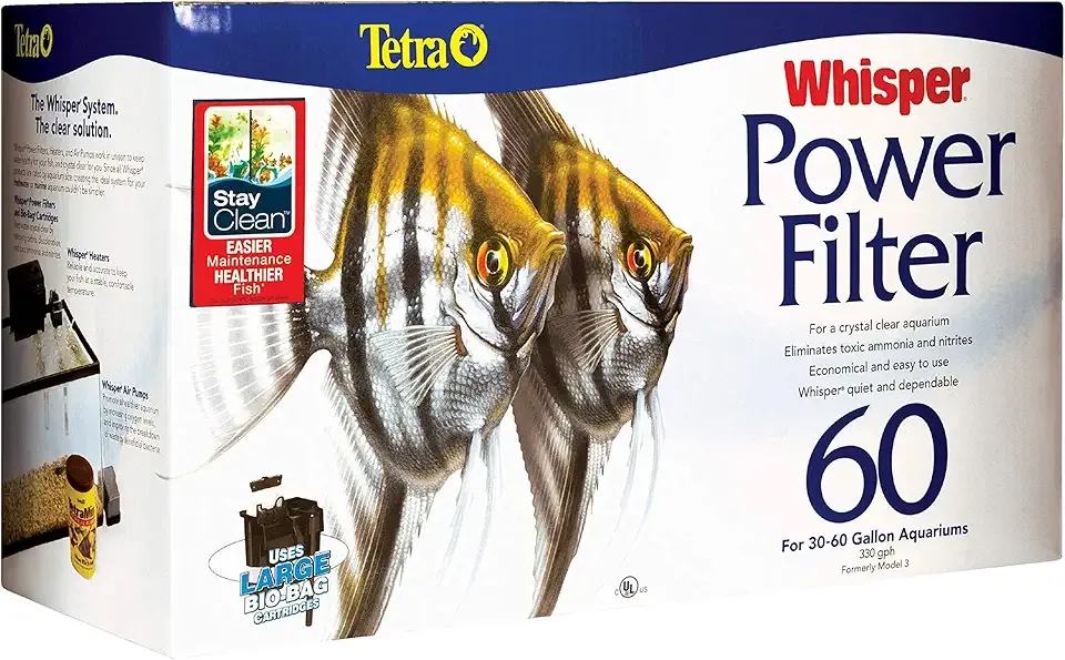 Tetra Whisper Power Filter 60 Gallons, Quiet 3-Stage Aquarium Filtration
