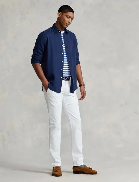 Slim Fit Linen Shirt Newport Navy