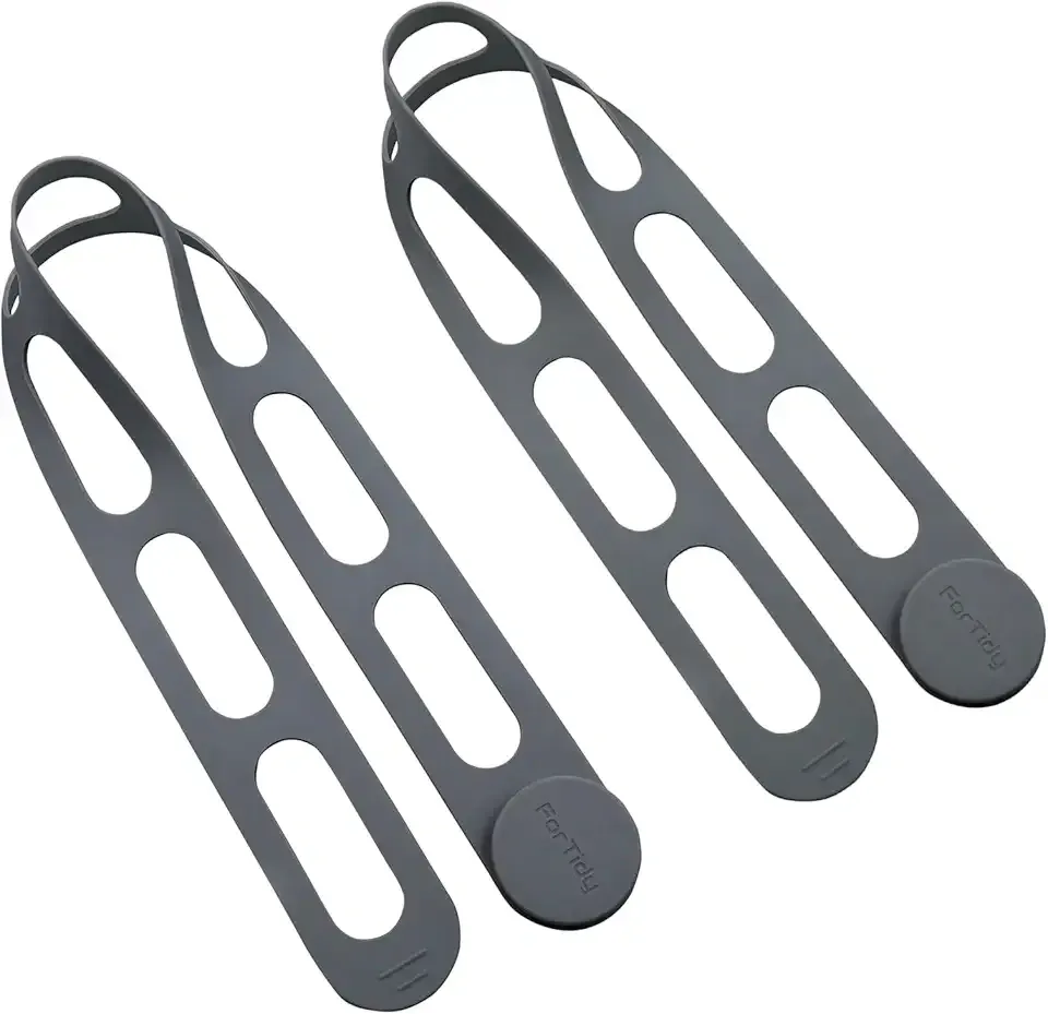 FORTIDY Silicone Latch Strap for Slow Cooker Lid, Pot, Bento Box, 21.65 in Reusable Elastic Self-Lock Silicone Tie for Bundling or Organizing Curtain, Cords, Yoga Mat, Camping Mat, 2pcs (Gray&Gray)