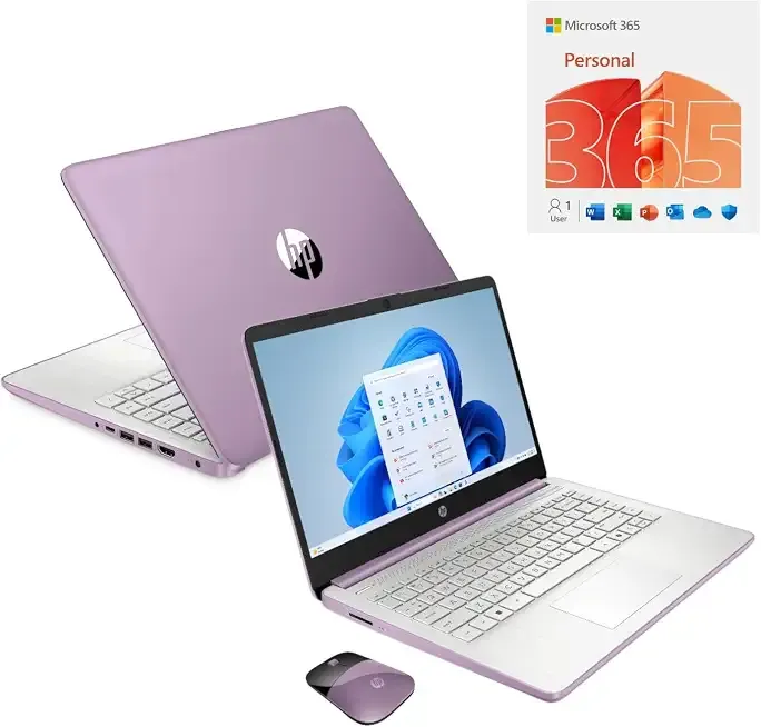 HP 14" HD Touchscreen Notebook Intel N150 4GB RAM 128GB SSD Wireless Mouse + One Year M365 Subscription