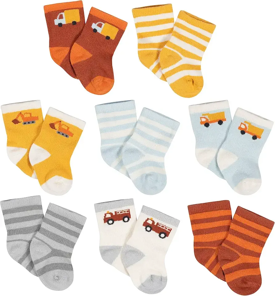 Unisex Baby 8-pair Wiggle-proof Sock