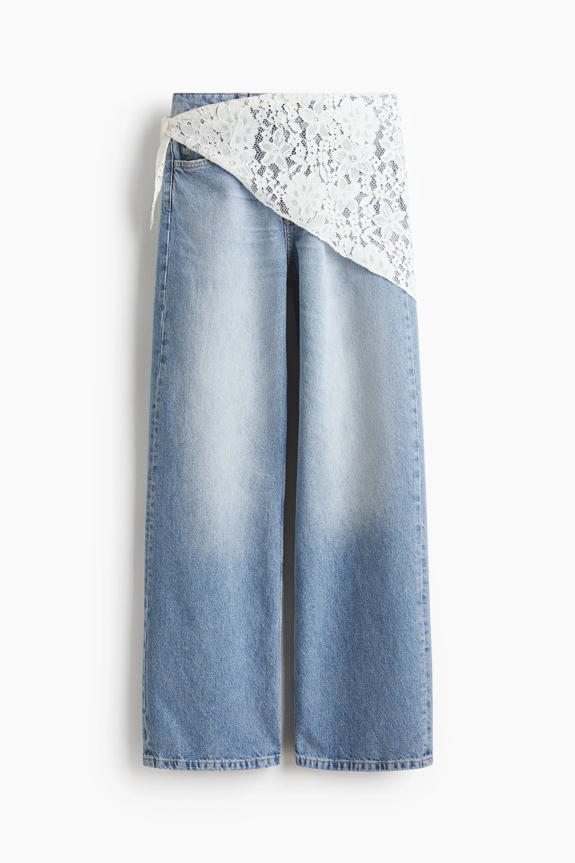 Straight High Waist Scarf-detail jeans