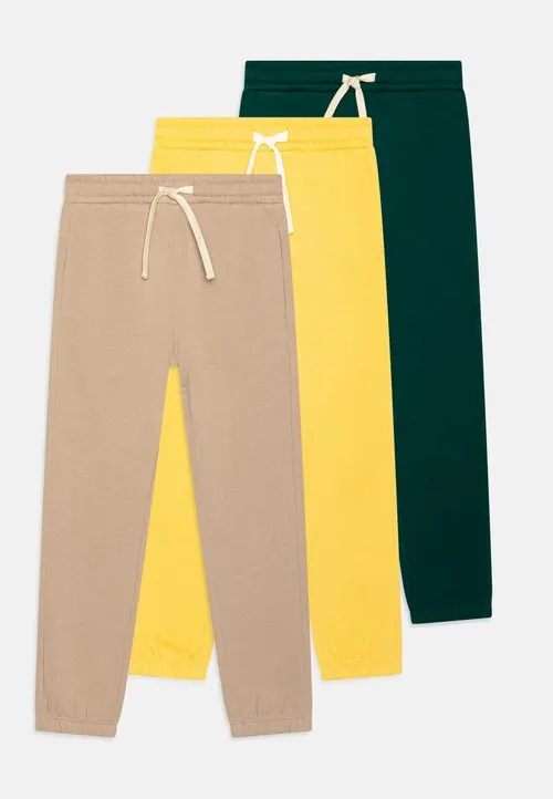 3 PACK - Joggebukse - mustard yellow/beige/dark green