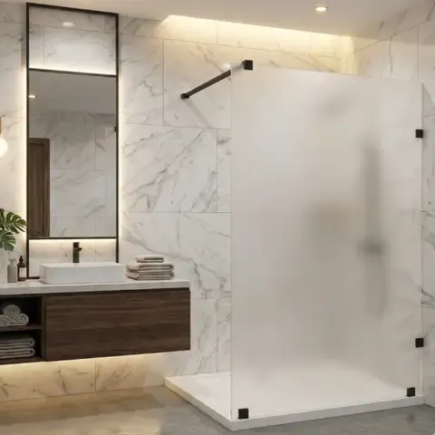 Shower door vidrio templado con empavonado 120x190 herraje negro