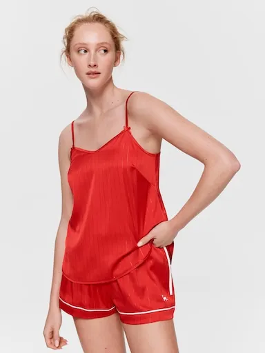 Red Lurex Satin Cami