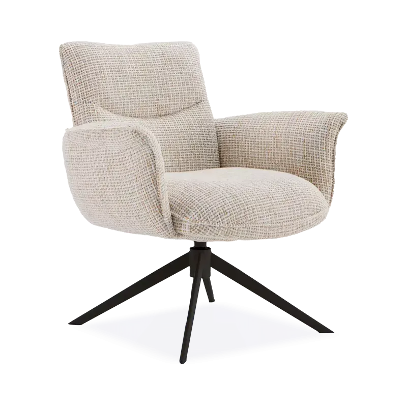 Draaifauteuil Happy (poot: zwart) - Funky Ivory