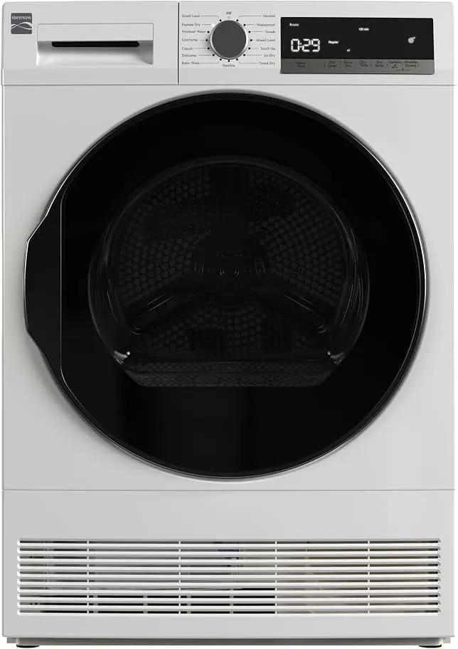 Kenmore 4.0 cu. ft. Ventless Condensing Electric Dryer - White | Compact Front Load Dryer - Wrinkle Guard to Reduce Wrinkles & Static - Smart Sensor Drying - ENERGY STAR Certified