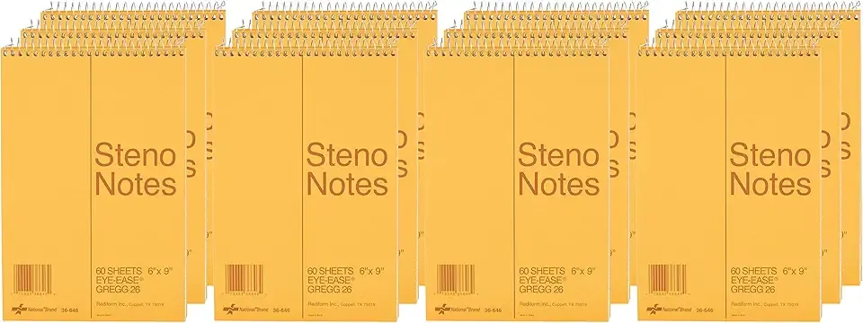 National Steno Notebook, Gregg-Ruled, Green Eye-Ease Paper, 12 Notebooks, 6" x 9", 60 Sheets Each - Bulk (36646-12)