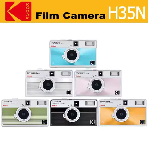 Kodak Ektar H35N Half Frame 35mm Film Camera Reusable Point Shoot with Built-in Flash Star Filter Bulb Mode Glass Lens