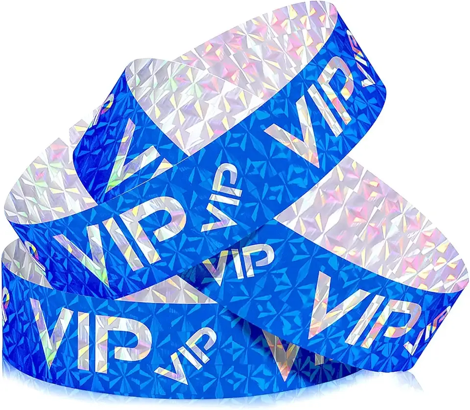 Teling 500 Pack VIP Plastic Wristbands Bracelets Party for Events VIP Custom Wristbands Plastic Bracelets Tear proof Waterproof Wrist Bands Arm Bands for Events Concerts