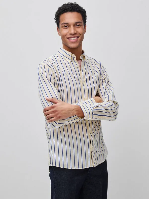 Striped button-down shirt