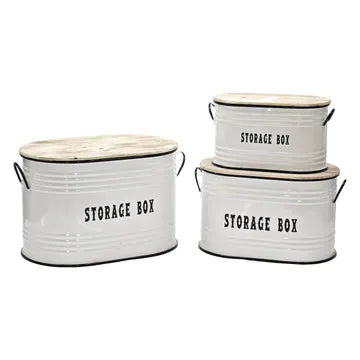 Set 3 Ceste Portabiancheria con Manici Rettangolare Bianco
