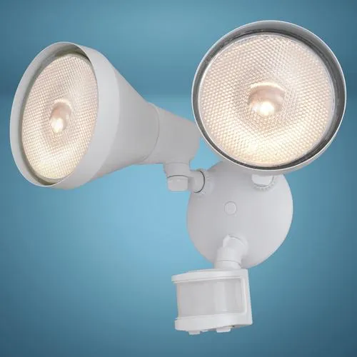 Patriot Lighting® Dualux White Dual Head Motion Sensor Outdoor Security Flood Light