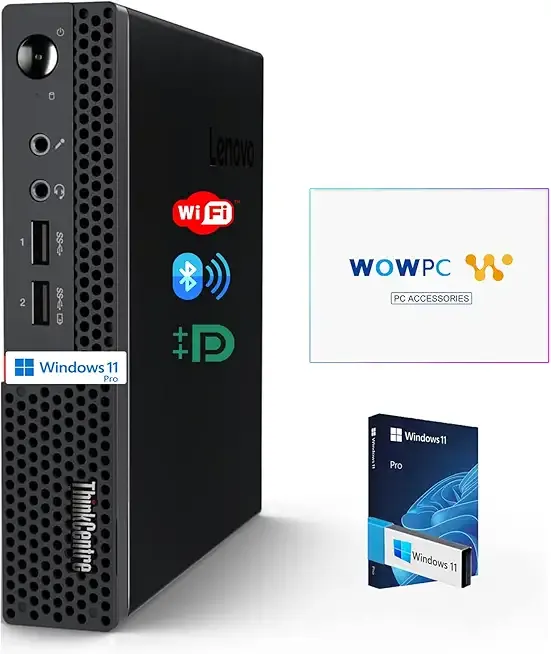 Lenovo ThinkCentre Micro Desktop, 16GB DDR4 RAM, 512GB SSD Drive, AMD Processor & Graphics, Dual-Display Support, Wi-Fi, Bluetooth, USB, RJ-45, Windows 11 Pro, Business-Grade, Home-Friendly