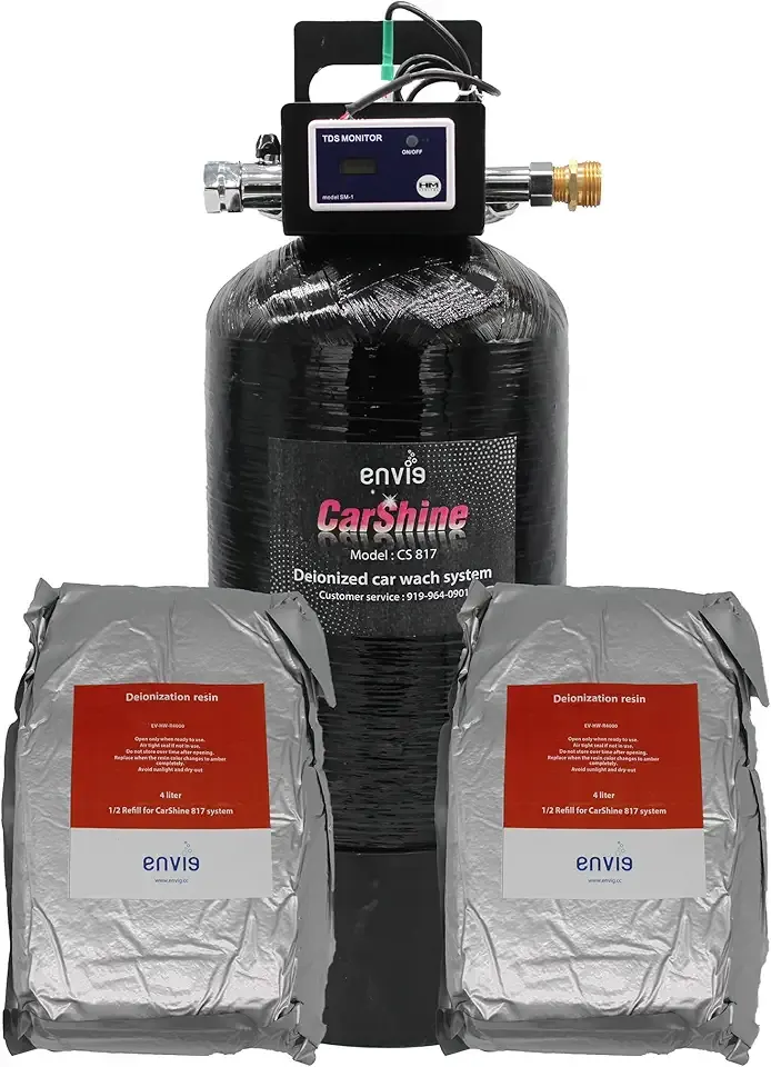 Envig CarShine 817 Deionization Car Wash System, 2.4 GPM Flow, 1000 Gallon 0 PPM Water @ TDS 60 PPM, Bypass Valve and Inline TDS Meter, Spotless DI Mobile Detailing