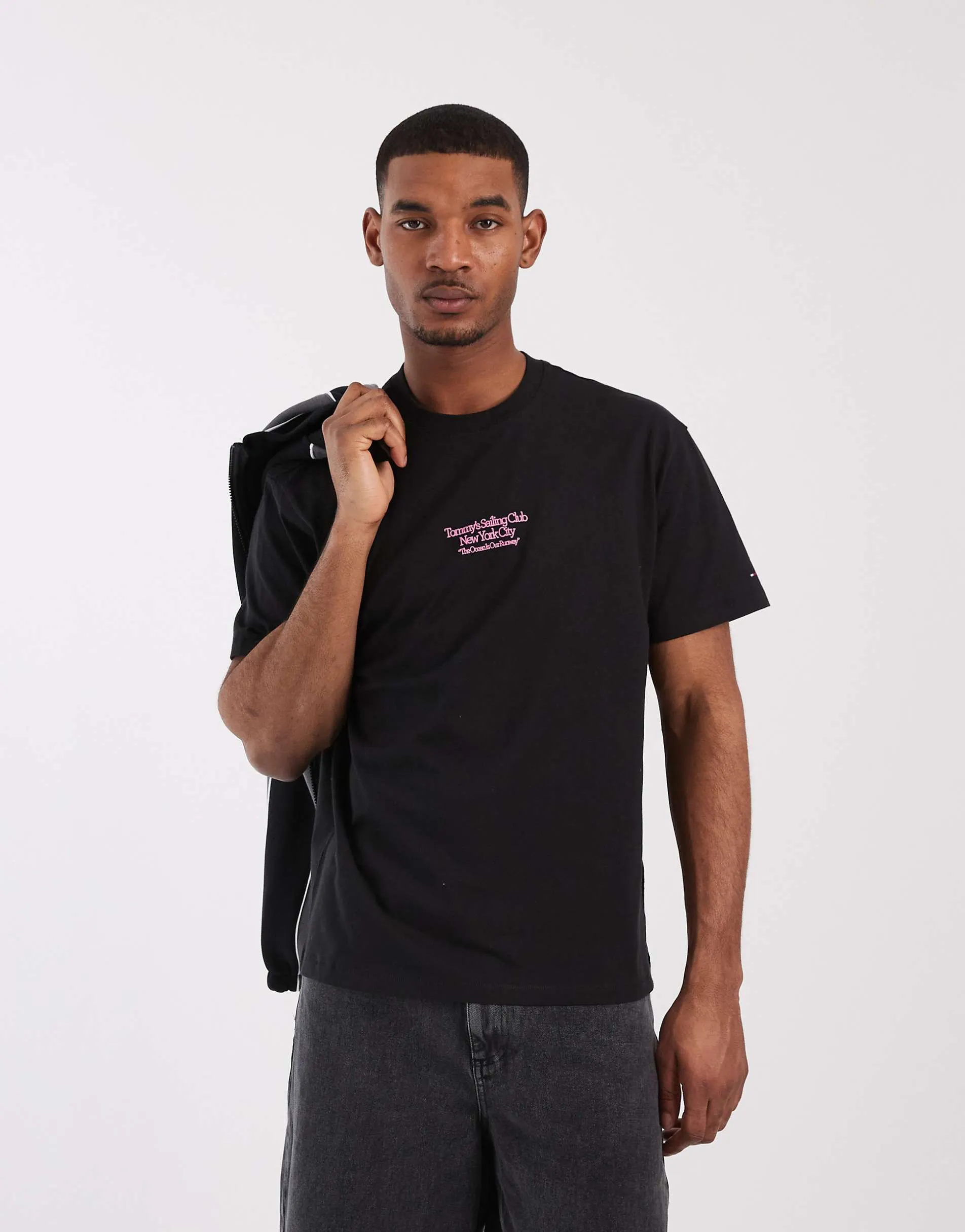 Tommy Jeans sailboat back print relaxed fit t-shirt in black