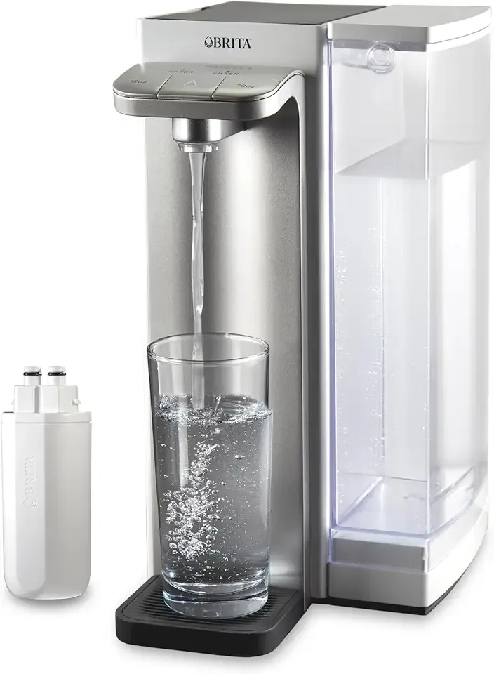 Brita Hub Instant Powerful Countertop Water Filter System, Reduces 70+ Contaminants, 12 Cup Water Reservoir, Includes 6 Month Carbon Block Filter, White, 87340