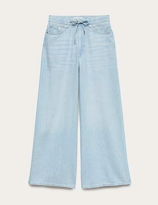 Jeans mit weitem Bein und Kordelzug