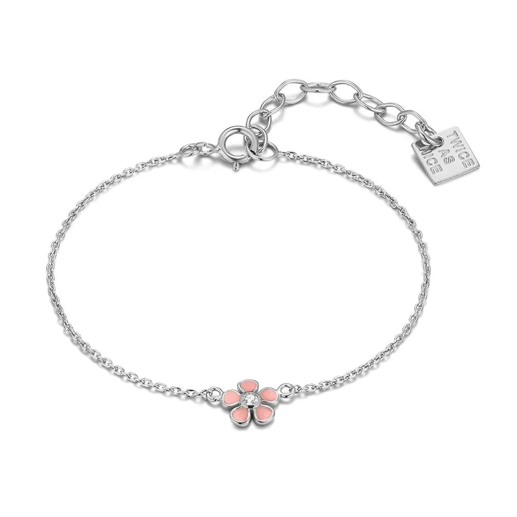 Armband in zilver, bloem met zirkonia