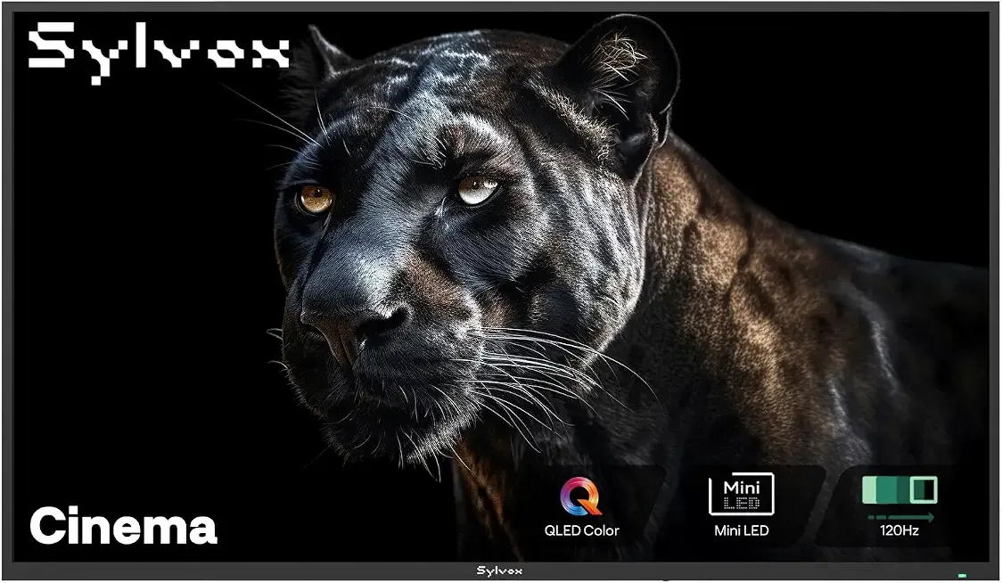 SYLVOX 75 inch Outdoor Mini-LED QLED TV, 4K Ultra HD Smart Google TVs, 2000 Nits Full Sun, Anti-Glare Screen, 120Hz Refresh Rate, IP55 Waterproof, Dual 30W Dolby Atmos Speaks (Cinema/2025)