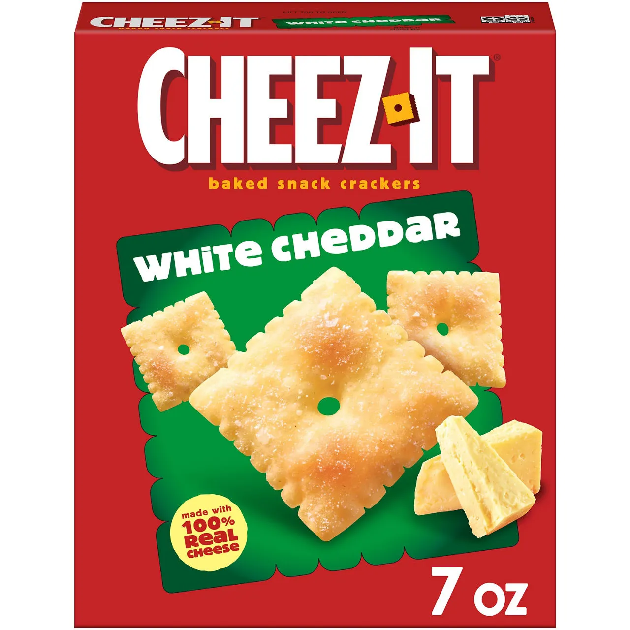Cheez-It Cheese Crackers White Cheddar, Baked Snack Crackers, 7 oz