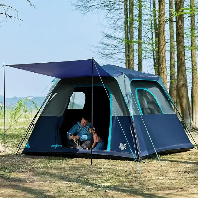 TIMBER RIDGE 6/10 Person Instant Cabin Tent, Easy 60 Second Setup | Cabin Tent for Family Camping with Rainfly, Water-Resistant for Outdoor Adventures