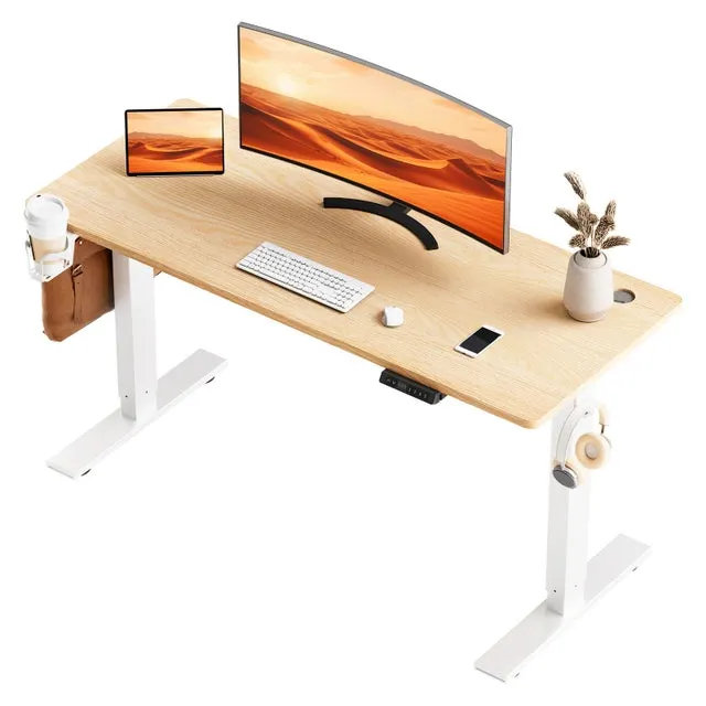 Escritorio Elevable Eléctrico, 70×140 cm, Con Función De Memoria Y Anti-Colisión, Puertos USB-A Y Type-C, Altura Ajustable De 70 A 119 cm