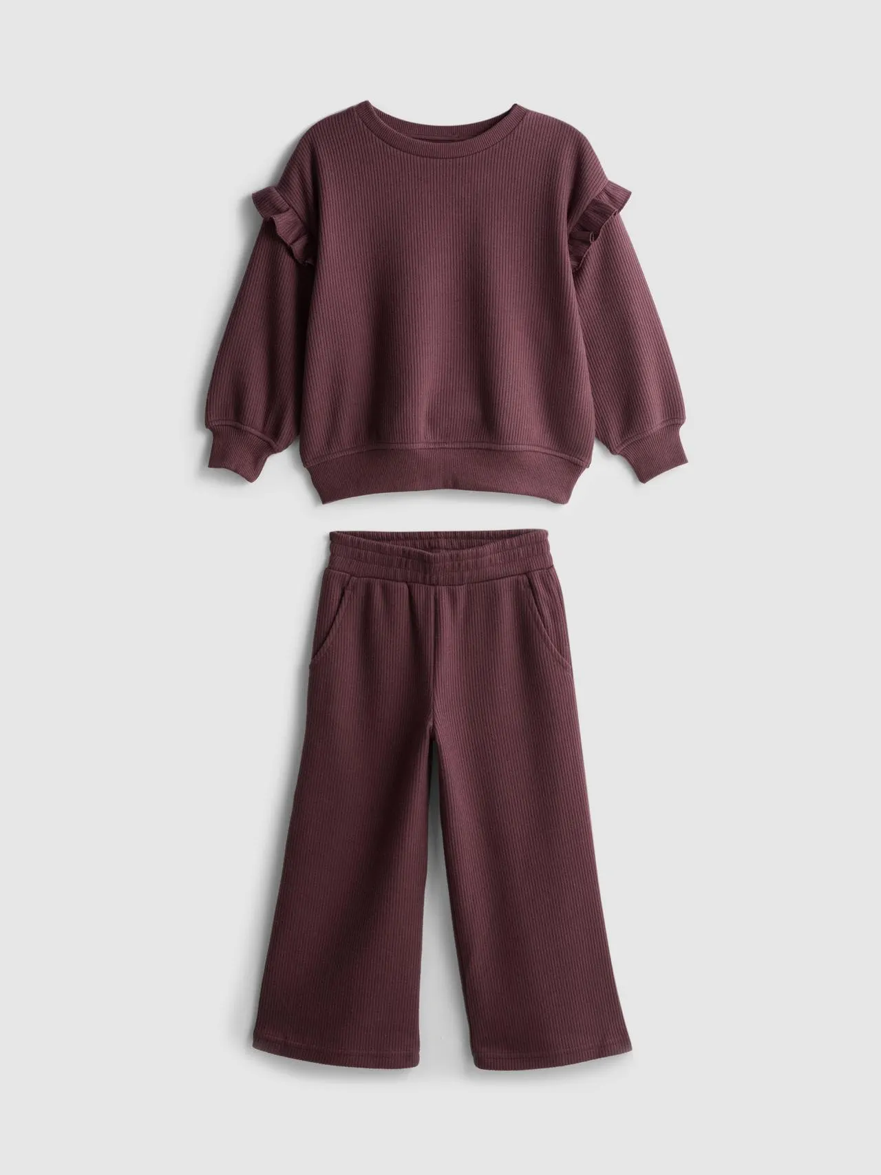1–9 ans | Ensemble sweat-shirt côtelé à volants et bas de jogging