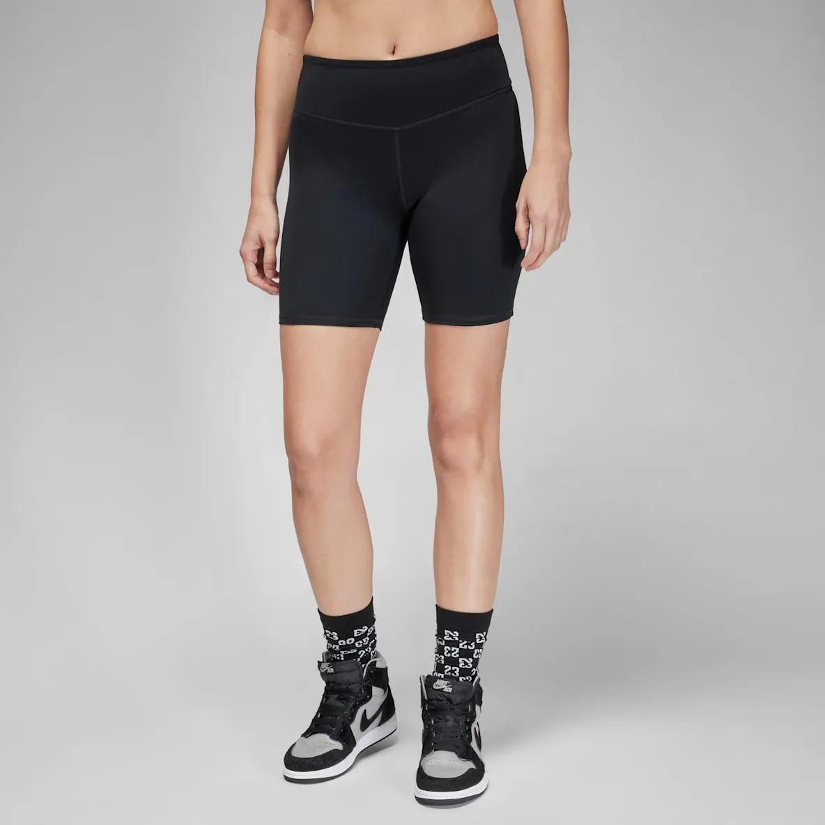 Sykkelshorts (18 cm) med høyt liv til dame