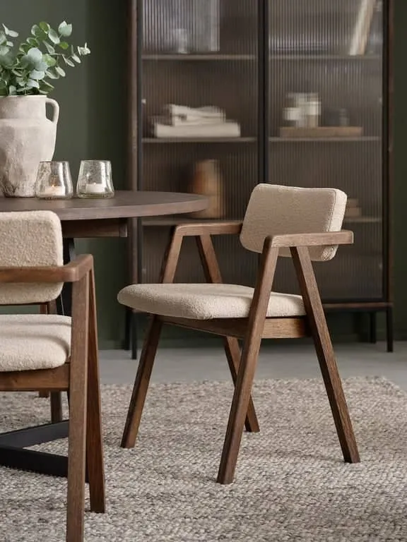 Nigel spisestol moccafarget, stoff Domino beige