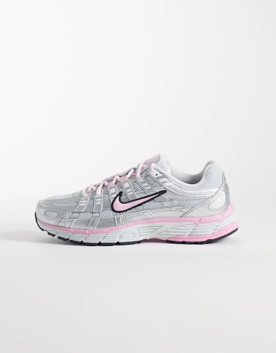 Nike P-6000 trainers in metallic silver and pink