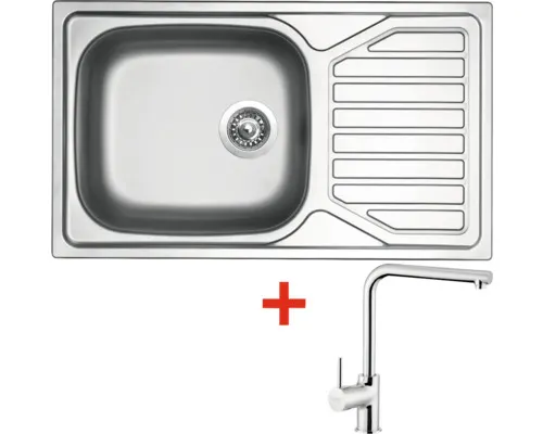 Nerezový dřez s baterií OKIO 860 XXL 500 x 860 mm + baterie ELKA N76