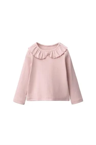 RIBBED PETER PAN COLLAR T-SHIRT