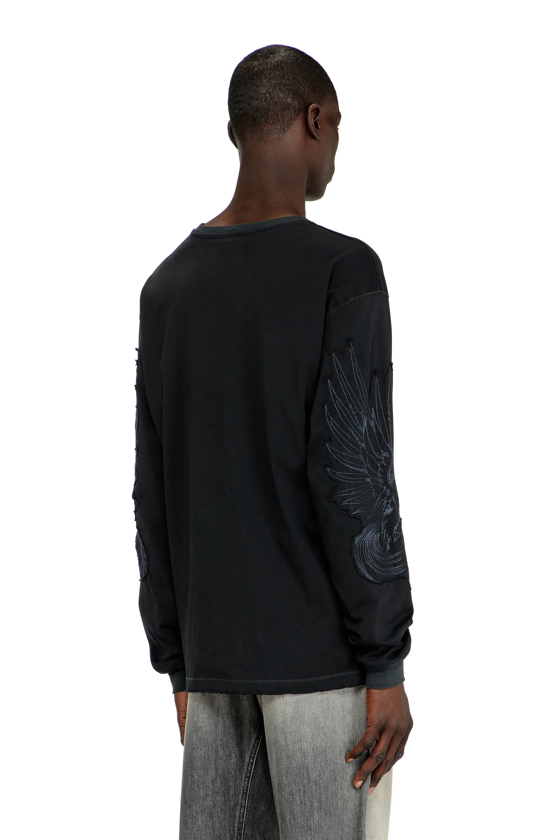 Long-sleeve T-shirt with prints and patches