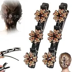 Women's Braided Hair Clips, 2025 New Sparkling Crystal Stone Hair Clips, Short Duckbill Clips, Braided for Ladies and Girls Crystal Stone (B)