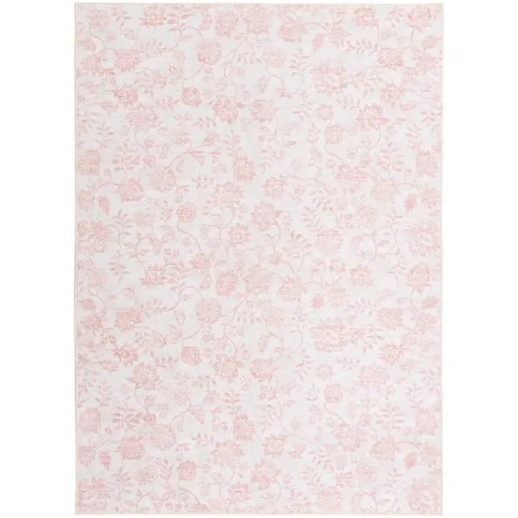 Mainstays Pink Floral Faux Fur Indoor Area Rug, 5 ft x 7 ft