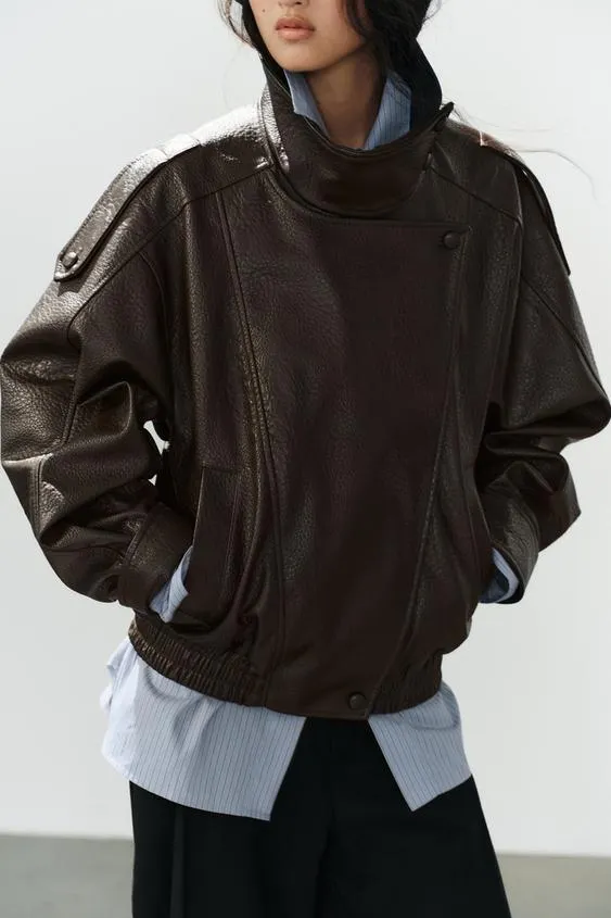 LEATHER EFFECT BIKER JACKET