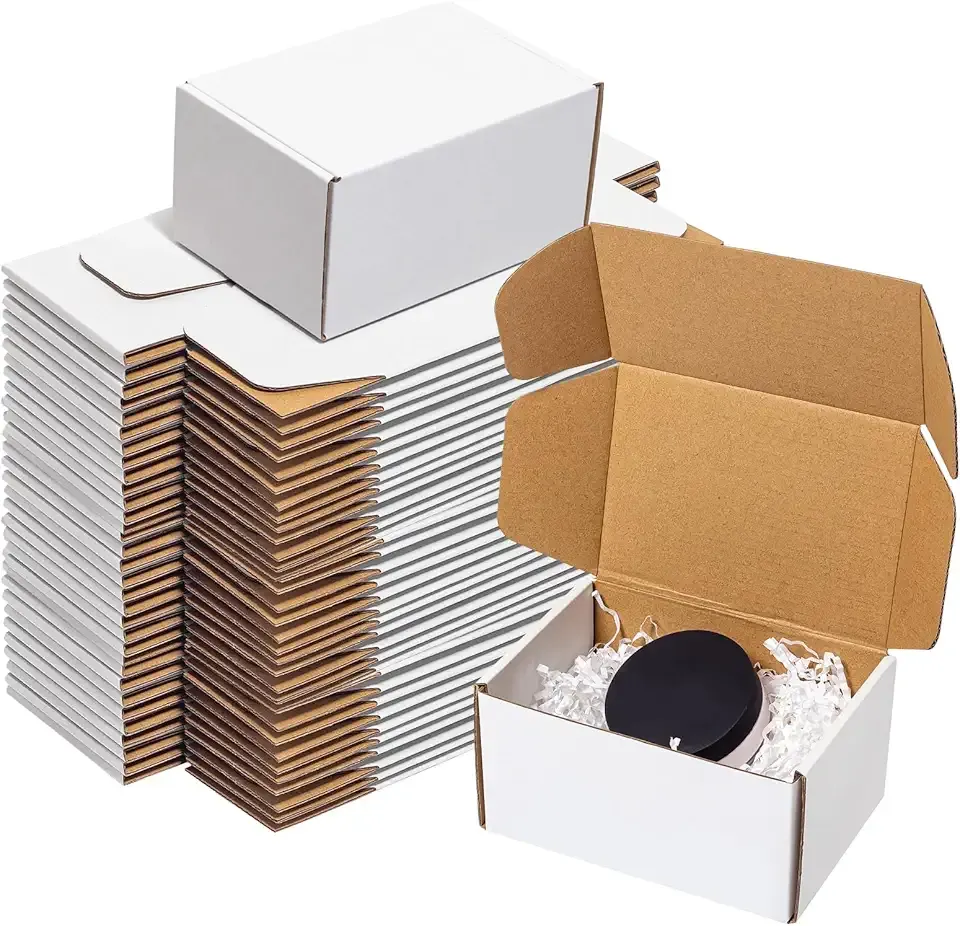 Wowxyz White Shipping Boxes 6x4x3" 60 Pack - Corrugated Cardboard Mailing Boxes for Small Business - Literature Mailer Packaging Supplies