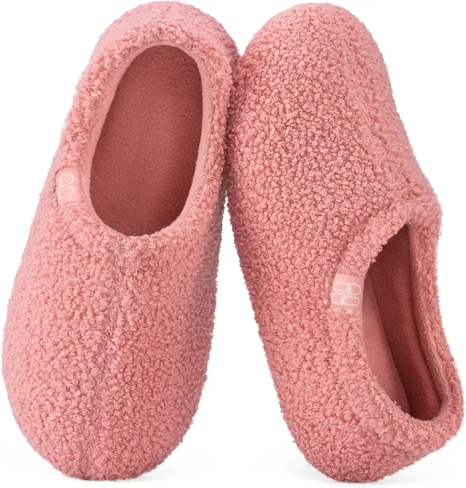Women's Fuzzy Curly Fur Memory Foam Loafer Slippers with Polar Fleece Lining