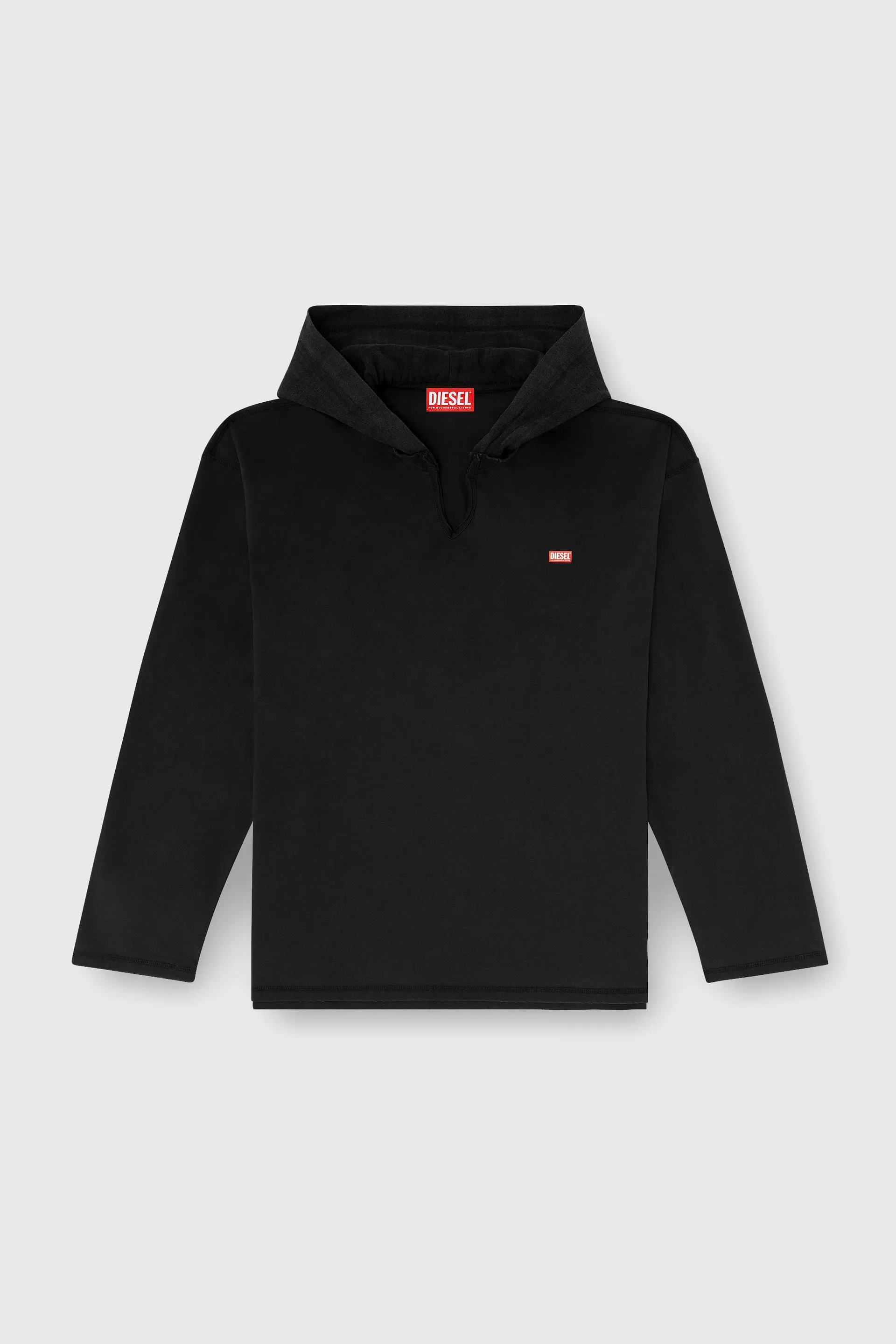 Long-sleeve T-shirt with flannel hood