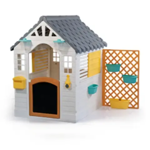 Casa de juego blanca gris con valla 127 x140x107.5cm