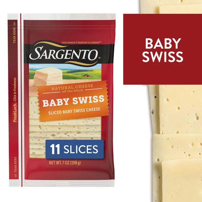 Sargento Natural Baby Swiss Sliced Cheese, 11 Slices