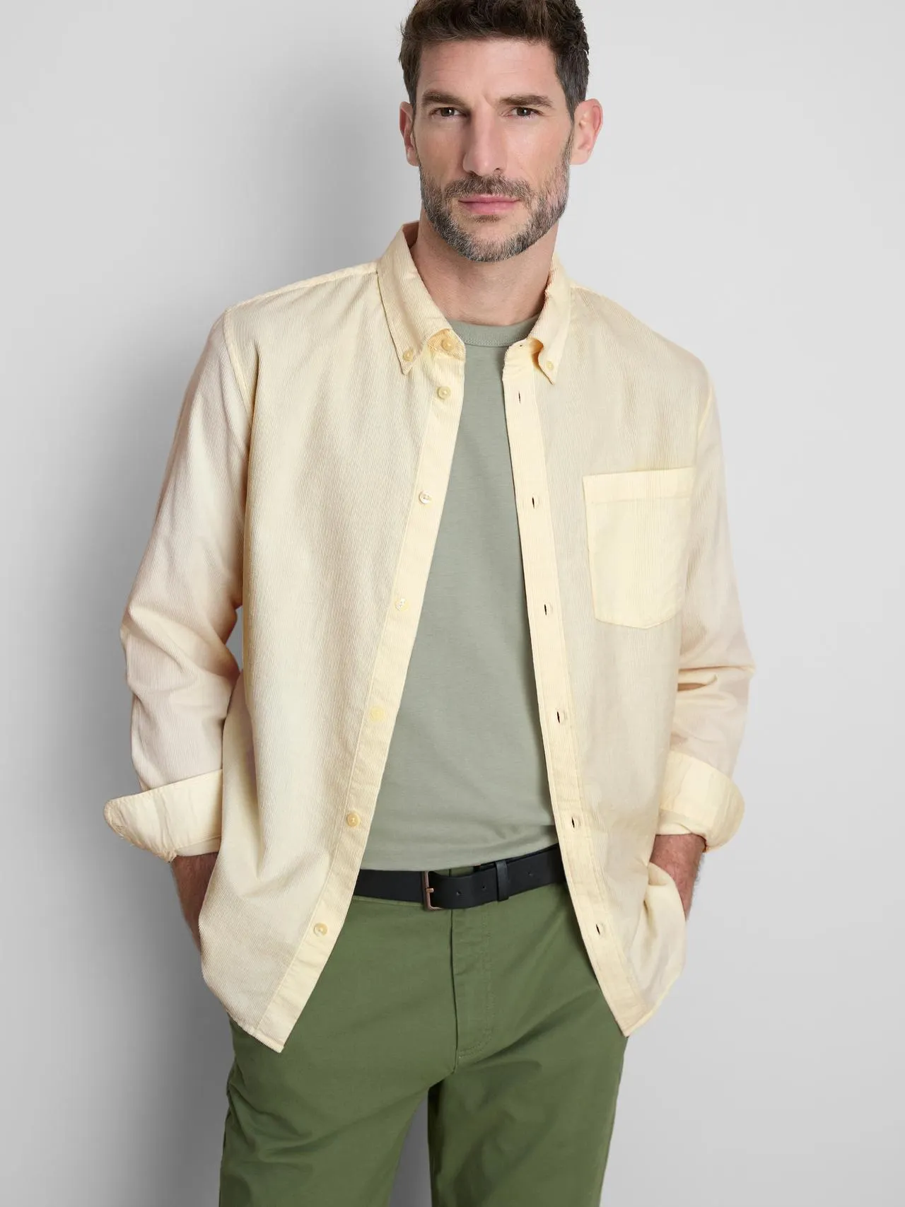 Chemise en velours côtelé de pur coton