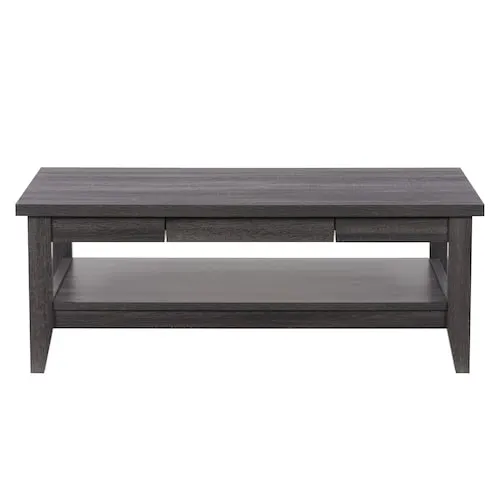 Hollywood Modern Dark Grey Coffee Table with Drawers