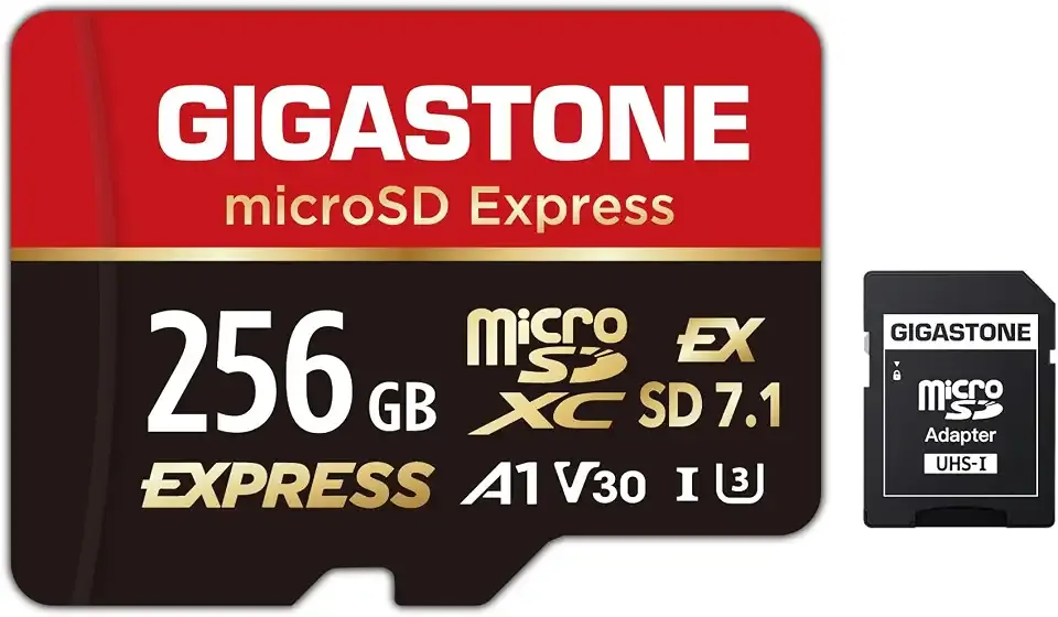 【Designed for Switch 2】 GIGASTONE 256GB microSD Express R/W 880/650MB/s SDXC Memory Card SD 2.0 3.0 5.0 7.1 UHS-I UHS-II, Action Camera Drone, V30 U3, SD Adapter 【5-Years Data Recovery】