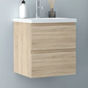 Aica mueble de baño con lavabo 50 x 38,5 x 52 cm, roble, dos cajones