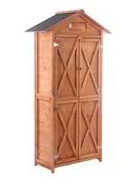 Werkzeugschrank aus Holz, 2 Fächer ca. 68 x 35 x 168 cm - Braun