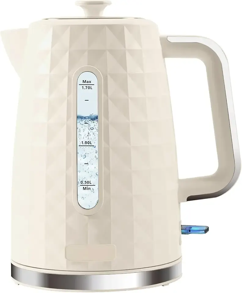 1.7L Electric Kettle, Fast Boiling 1200W Hot Water Boiler, 360° Cordless Design,Electric Tea Kettle for Boiling Water Auto Shut Off Boil Dry Protection，Electric Water Kettle for Coffee Tea,Beige