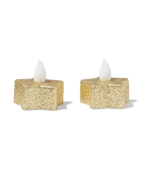 led-theelicht ⌀3.8x2.5cm glitter ster - 2 stuks